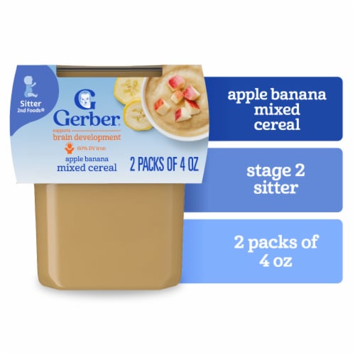 Gerber Stage 2 Baby Food Apple Banana Mixed Cereal Tubs Baby Puree - Apple Banana Mixed Cereal