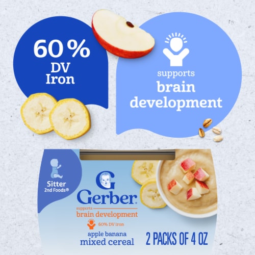 Gerber Stage 2 Baby Food Apple Banana Mixed Cereal Tubs Baby Puree - Apple Banana Mixed Cereal