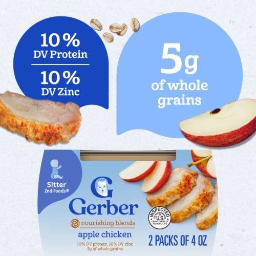 Gerber Stage 2 Baby Food Apple Chicken Tubs Baby Puree - Apple Chicken