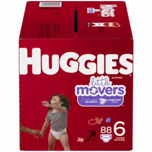Huggies Little Movers Baby Diapers, Size 6 (35+ lbs) - Size 6 / 88 Count