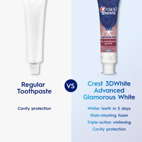 Crest 3DWhite Advanced Teeth Whitening Toothpaste, Arctic Fresh, 3.3 oz, Pack of 3 - Glamorous White / 3.3 oz