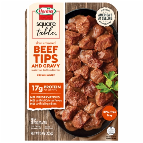 HORMEL Slow Simmered Beef Tips & Gravy Fully Cooked Entree, 15 oz. - HORMEL Slow Simmered Beef Tips & Gravy Fully Cooked Entree, 15 oz.