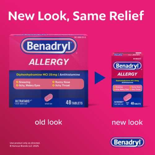 Benadryl Ultratabs Allergy & Cold Relief Tablets Diphenhydramine HCl - 48 ct