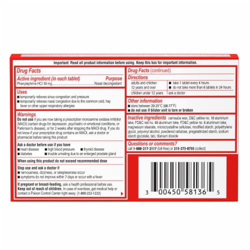 Sudafed PE Sinus Congestion Maximum Strength Non-Drowsy Decongestant Tablets Phenylephrine HCl - 36 ct