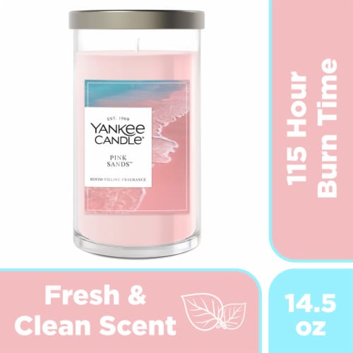 Yankee Candle Medium Pillar Scented Candle with up to 115 Hour Burn Time, 14.25 oz - Pink Sands