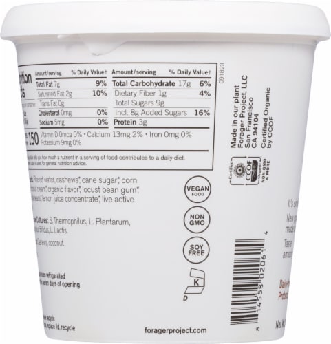 Forager Project Dairy-Free Organic Probiotic Vanilla Bean Cashew & Coconut Yogurt Alternative 24 oz - Forager Project Dairy-Free Organic Probiotic Vanilla Bean Cashew & Coconut Yogurt Alternative 24 oz