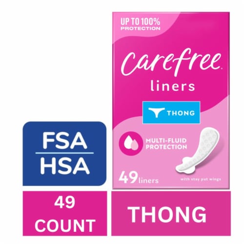 Carefree Panty Liners Thong Absorbency, Unwrapped, Unscented - Carefree Panty Liners Thong Absorbency, Unwrapped, Unscented
