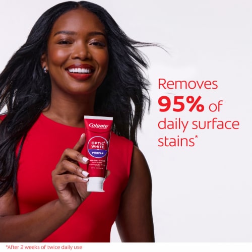 Colgate Optic White Purple Teeth Whitening Toothpaste with Fluoride in Fresh Mint - Colgate Optic White Purple Teeth Whitening Toothpaste with Fluoride in Fresh Mint