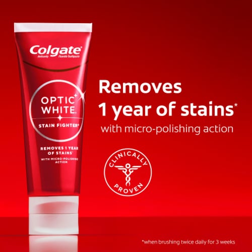 Colgate Optic White Stain Fighter Teeth Whitening Anti-Cavity Toothpaste Gel in Fresh Mint Flavor - Colgate Optic White Stain Fighter Teeth Whitening Anti-Cavity Toothpaste Gel in Fresh Mint Flavor