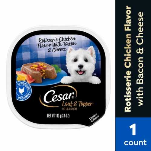 Cesar Adult Wet Dog Food Rotisserie Chicken with Bacon & Cheese Loaf & Topper in Sauce - Cesar Adult Wet Dog Food Rotisserie Chicken with Bacon & Cheese Loaf & Topper in Sauce