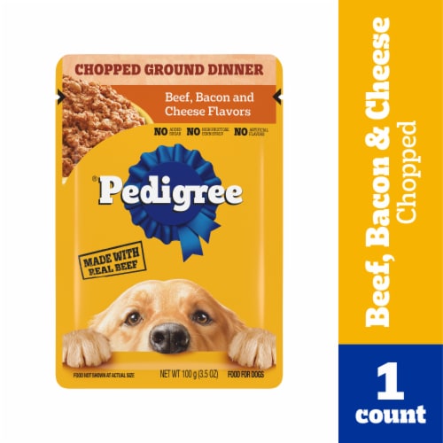 Pedigree Chopped Ground Dinner Adult Soft Wet Dog Food Pouch Beef Bacon & Cheese - Pedigree Chopped Ground Dinner Adult Soft Wet Dog Food Pouch Beef Bacon & Cheese